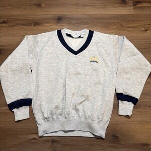 Vintage Christian Dior Monsieur Men's MEDIUM Crest Logo Sweater Navy Preppy 80s